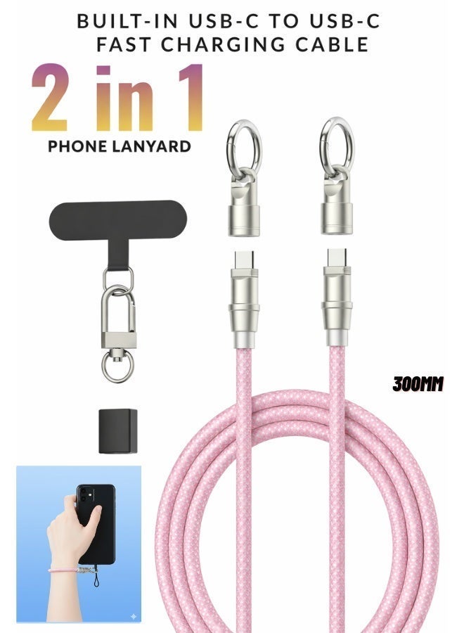 LDNIO 65W Fast Charging USB-C to USB-C Data Cable 5A, 30cm Keychain Wrist Charging Cable Engineered for Daily Carry and Hands-Free Use, Long-Lasting Anti-Bending Nylon Braided Type-C Cable for Safe, Durable, and Reliable Charging, Perfect for Samsung Galaxy S21 / S22 / S23 / S24, iPhone 15 / 16 / 17 Pro, OPPO, VIVO & HONOR, CE Certified - Image 1